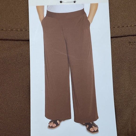 Three Dots Pants - Three Dots Women's XL Wide Leg Pants Brown e0751